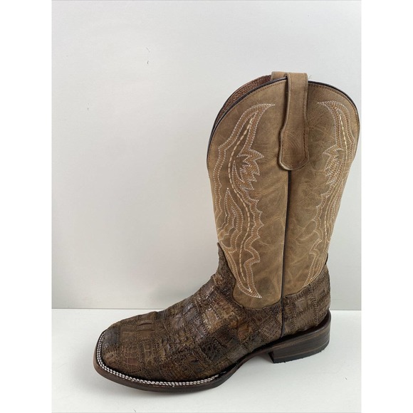 NWOB Circle G ORIX Caiman Patchwork & Embroidery Square Toe Western Boot Men 10D